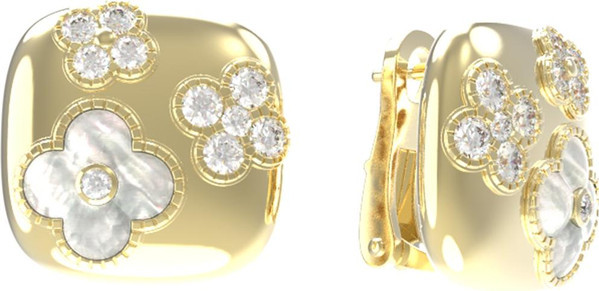 Серьги из лимонного золота c бриллиантами и перламутром