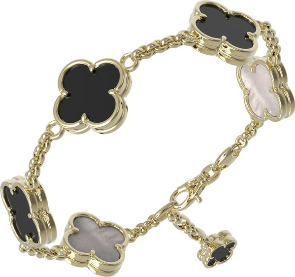 Браслет из лимонного золота c ониксом и перламутром