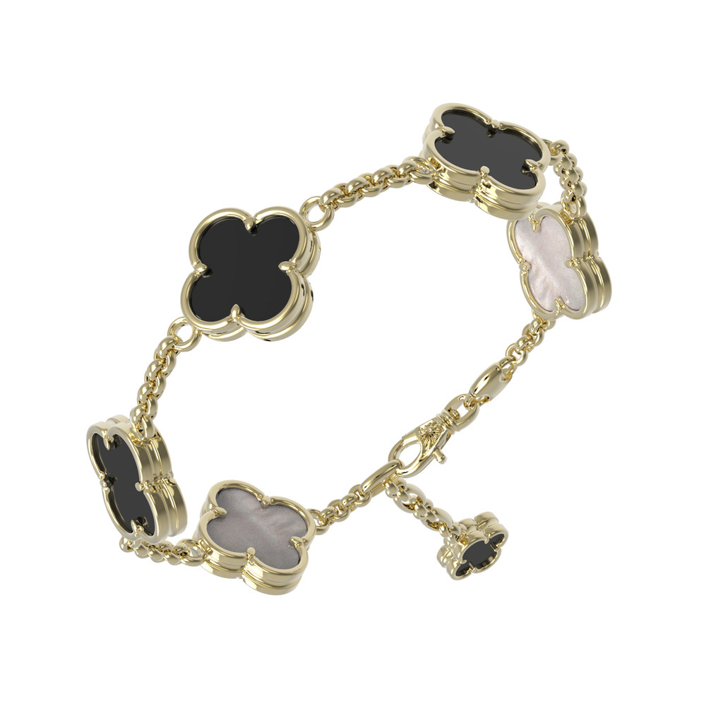 Браслет из лимонного золота c ониксом и перламутром