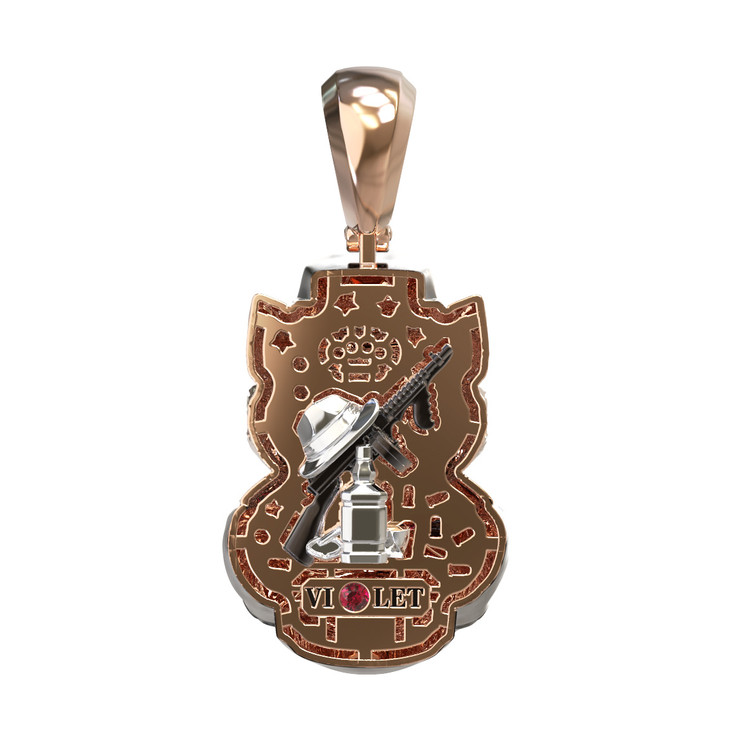 Подвеска из золота c эмаль , бриллиантами и рубином