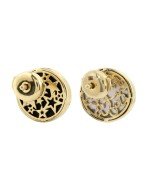 Серьги из лимонного золота 585 пробы c бриллиантами, ониксом и перламутром