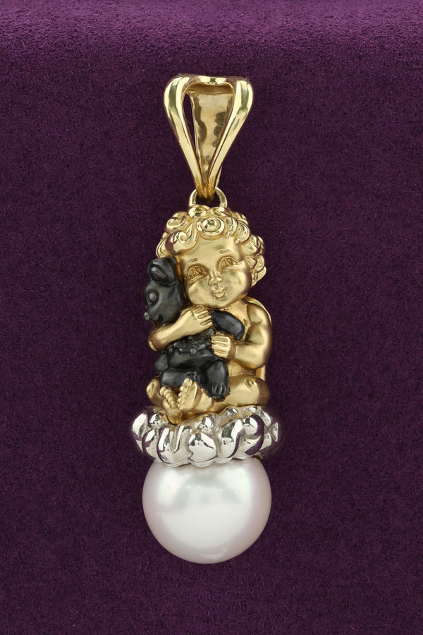 Подвеска из лимонного золота c жемчугом