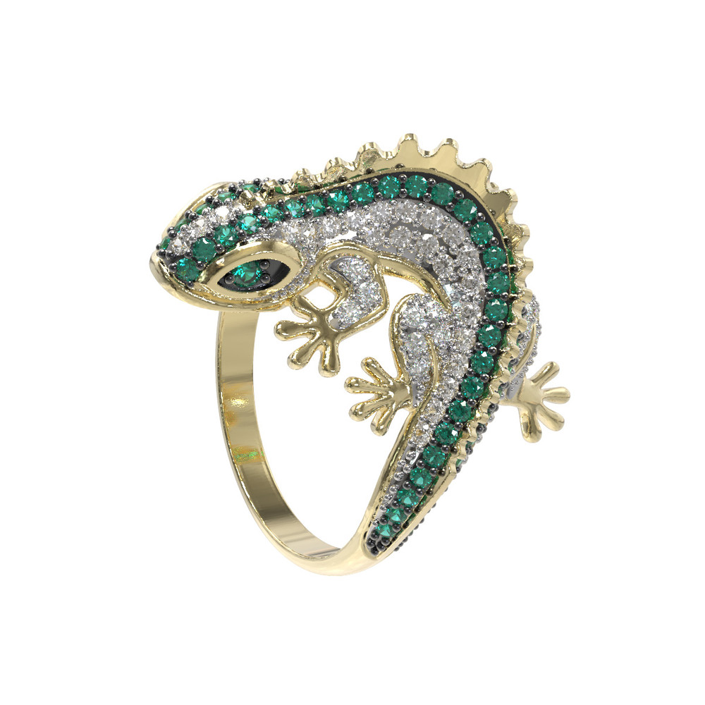 Кольцо из лимонного золота c фианитом