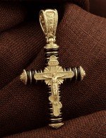 Крест из лимонного золота 585 пробы c ониксом