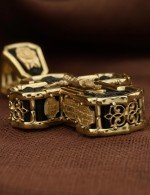 Крест из лимонного золота 585 пробы c эбеновым деревом