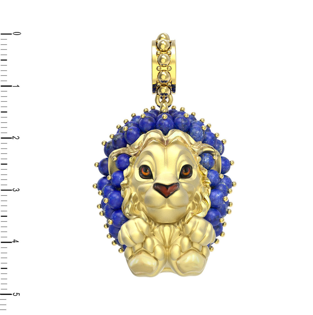 Подвеска из лимонного золота c эмаль и лазуритом