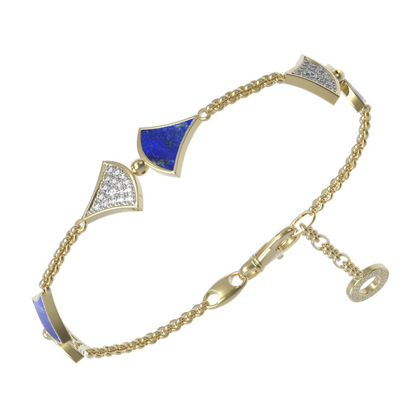 Браслет из лимонного золота c бриллиантами и лазуритом