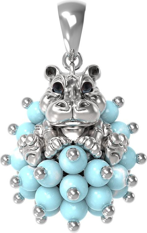 Подвеска из белого золота c эмаль и бирюзой