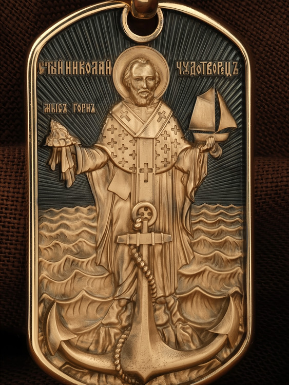 Образок из золота c эмаль