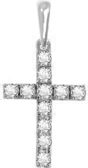 Крест из белого золота c бриллиантами
