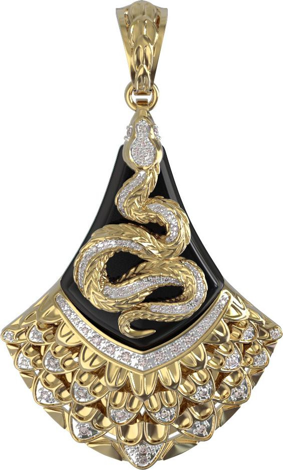 Подвеска из лимонного золота c бриллиантами и ониксом