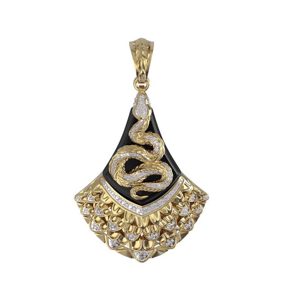 Подвеска из лимонного золота c бриллиантами и ониксом