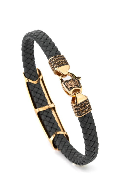 Браслет из золота c кожаным шнурком