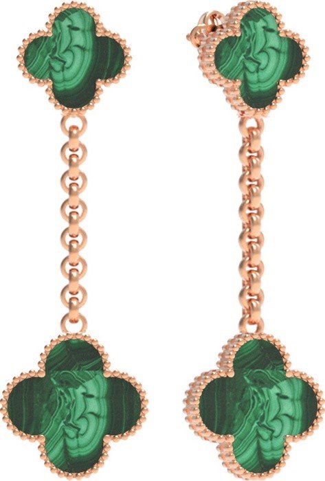 Серьги из золота 585 пробы c малахитом