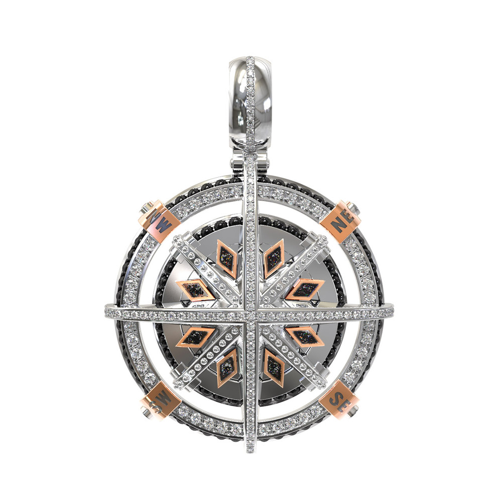 Подвеска из белого золота c эмаль , бриллиантами и ониксом