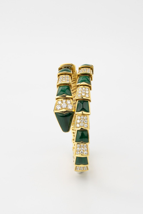 Браслет из лимонного золота c бриллиантами и малахитом