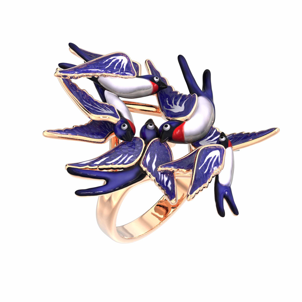 Кольцо из золота c эмаль