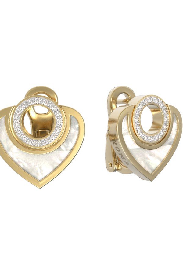 Серьги из лимонного золота c бриллиантами и перламутром