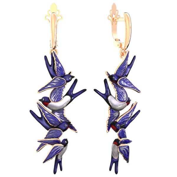 Серьги из золота c эмаль