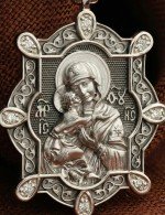 Образок из белого золота 585 пробы c бриллиантами