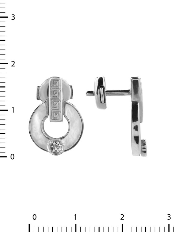 Серьги из белого золота c бриллиантами и перламутром