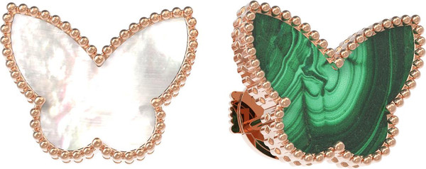 Серьги из золота c малахитом и перламутром