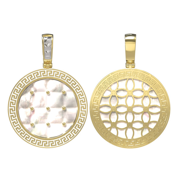 Подвеска из лимонного золота c эмаль и перламутром