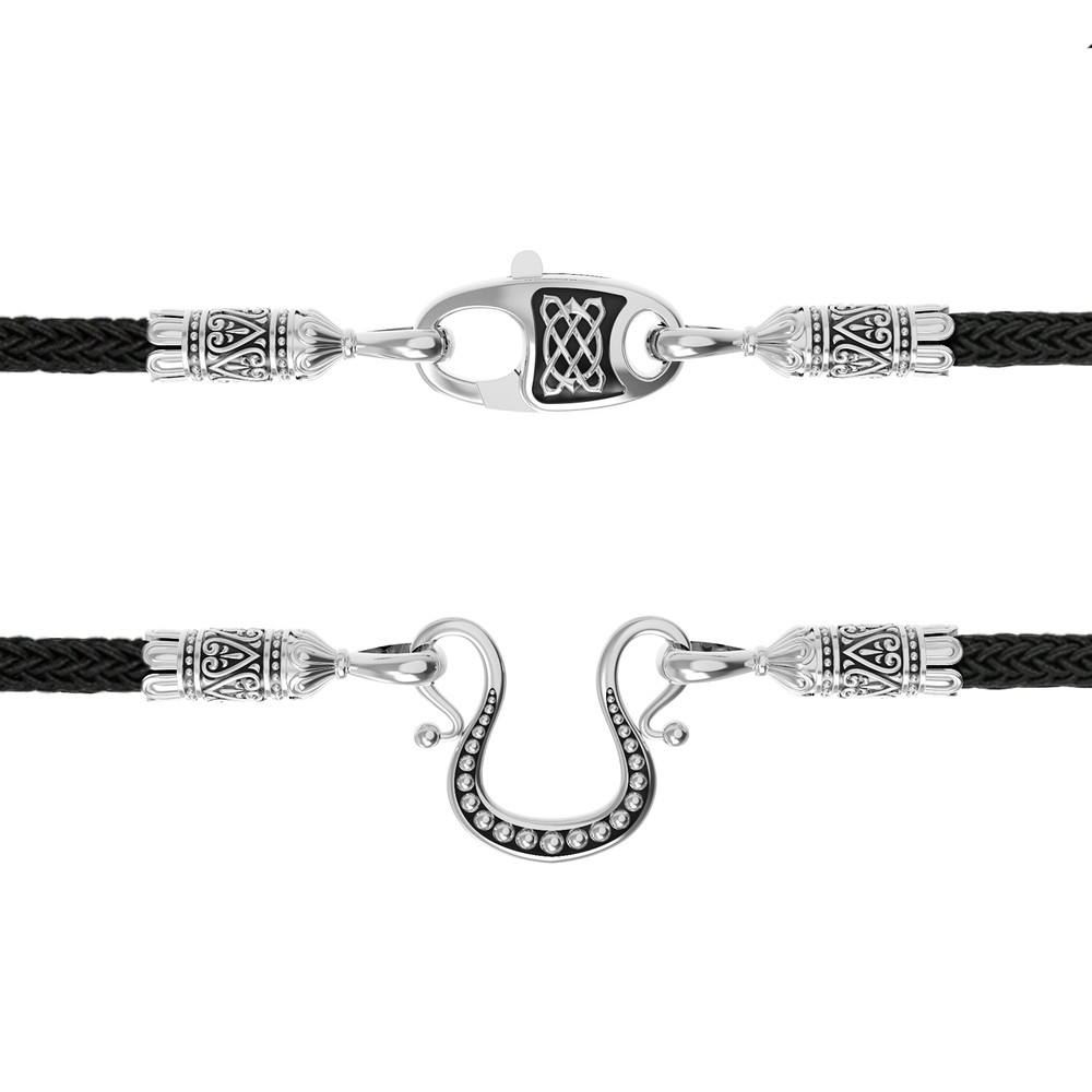 Шнурок шёлковый из белого золота c шёлковым шнурком