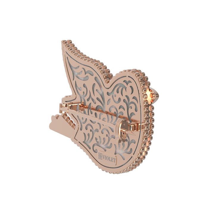 Брошь из золота c эмаль и перламутром