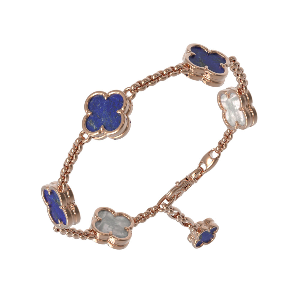 Браслет из золота c лазуритом и перламутром