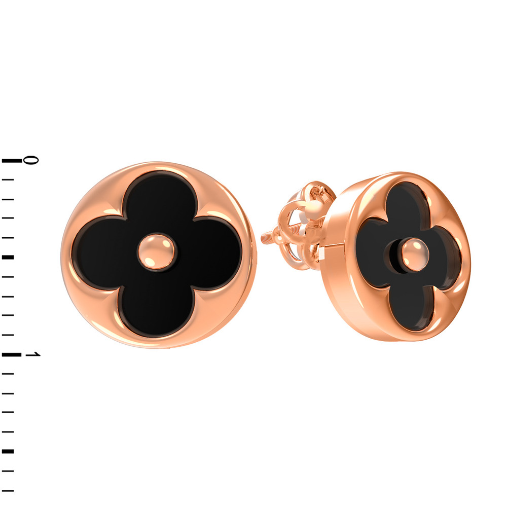 Серьги из золота c ониксом