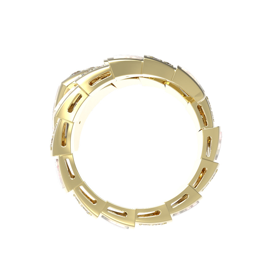 Кольцо из лимонного золота c бриллиантами и перламутром