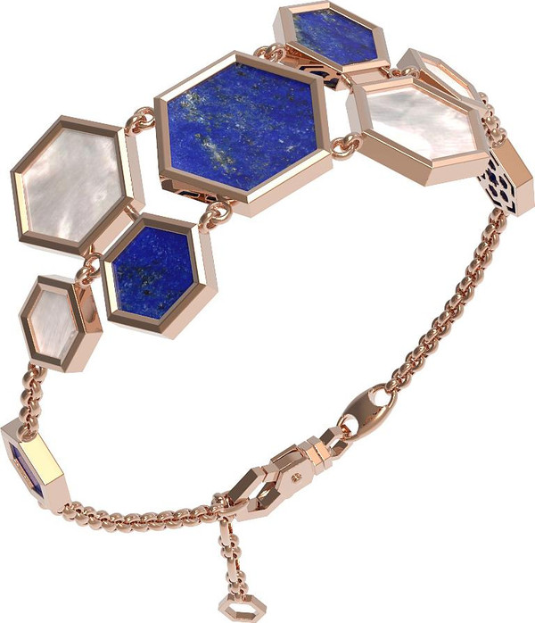 Браслет из золота c лазуритом и перламутром