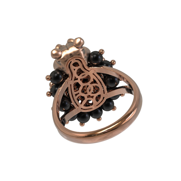 Кольцо из золота c эмаль и ониксом