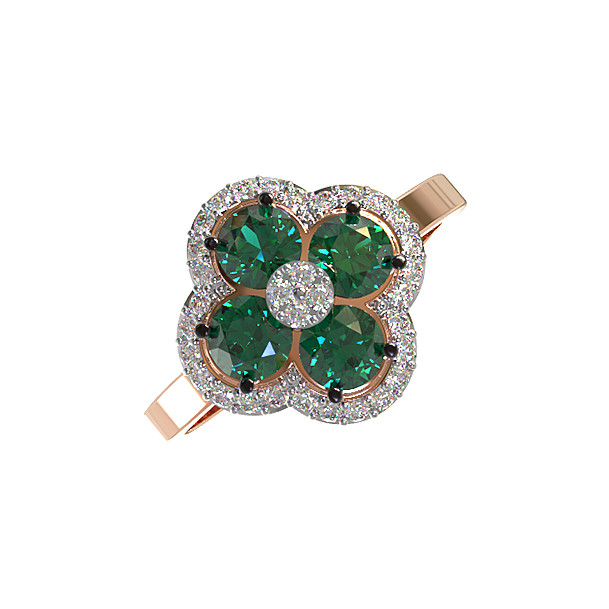 Кольцо из золота c бриллиантами и изумрудом