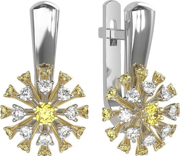 Серьги из белого золота c бриллиантами