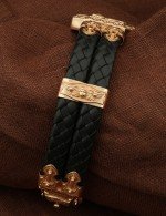 Браслет из золота 585 пробы c шнурком и ониксом