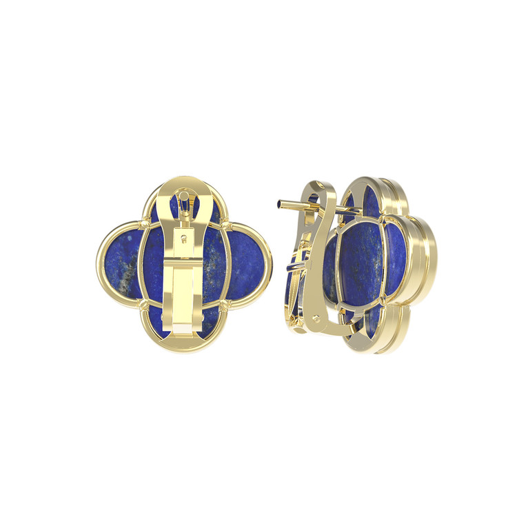 Серьги из лимонного золота c лазуритом