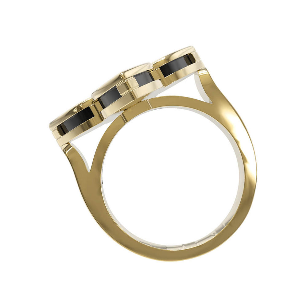 Кольцо из лимонного золота c бриллиантами и ониксом