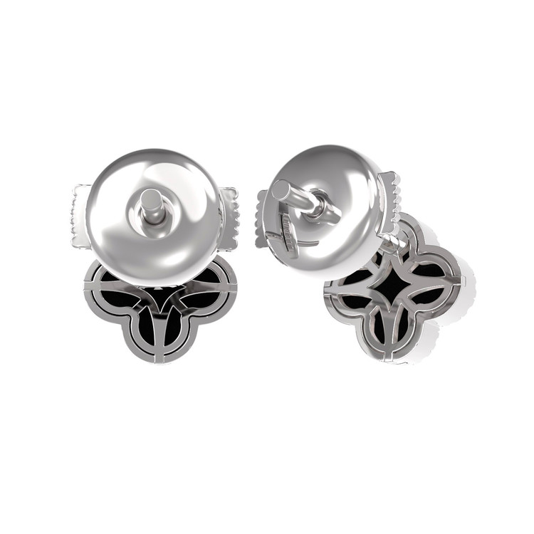 Серьги из белого золота c бриллиантами и ониксом