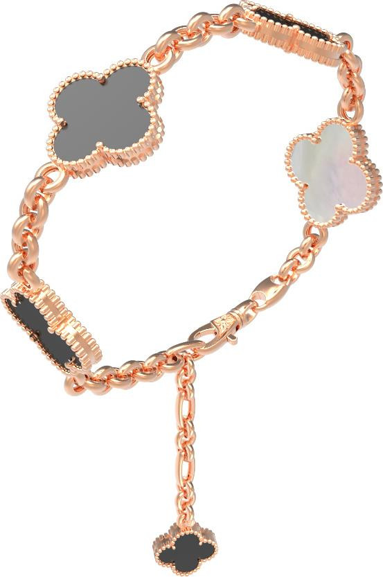 Браслет из золота c ониксом и перламутром