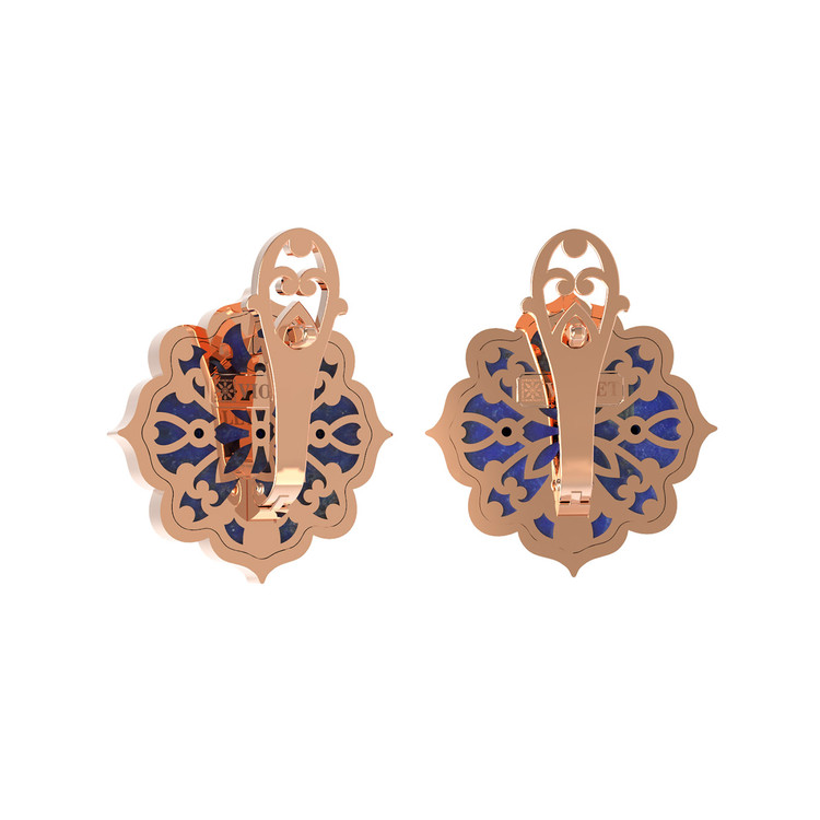 Серьги из золота c бирюзой и лазуритом