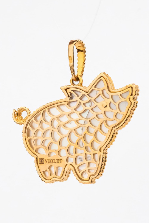 Подвеска из золота c эмаль и перламутром