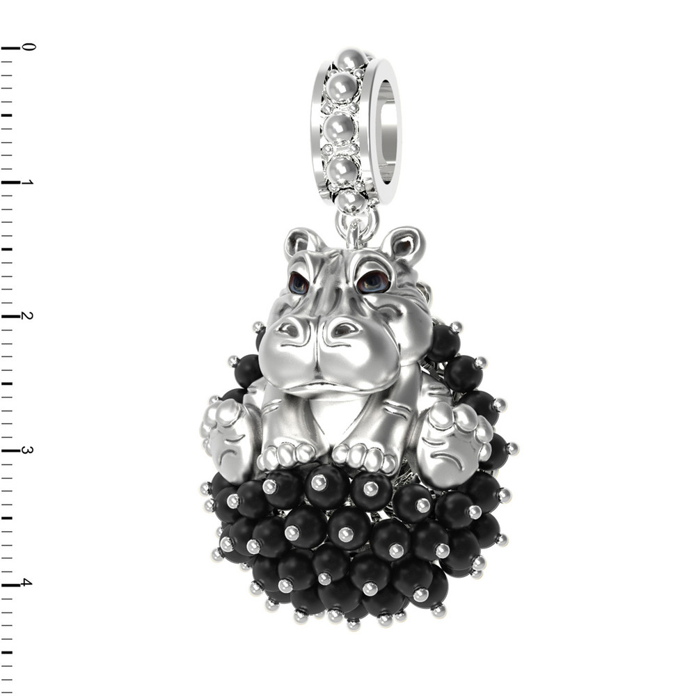 Подвеска из белого золота c эмаль и ониксом