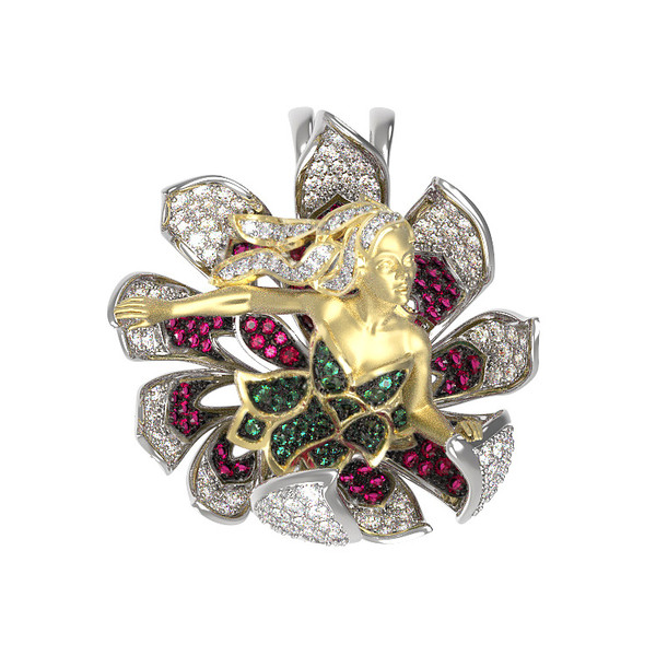 Подвеска из белого золота c фианитом