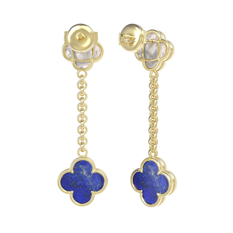 Серьги из лимонного золота c лазуритом и перламутром