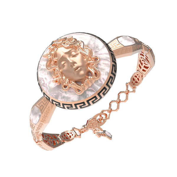 Браслет из золота c эмаль и перламутром