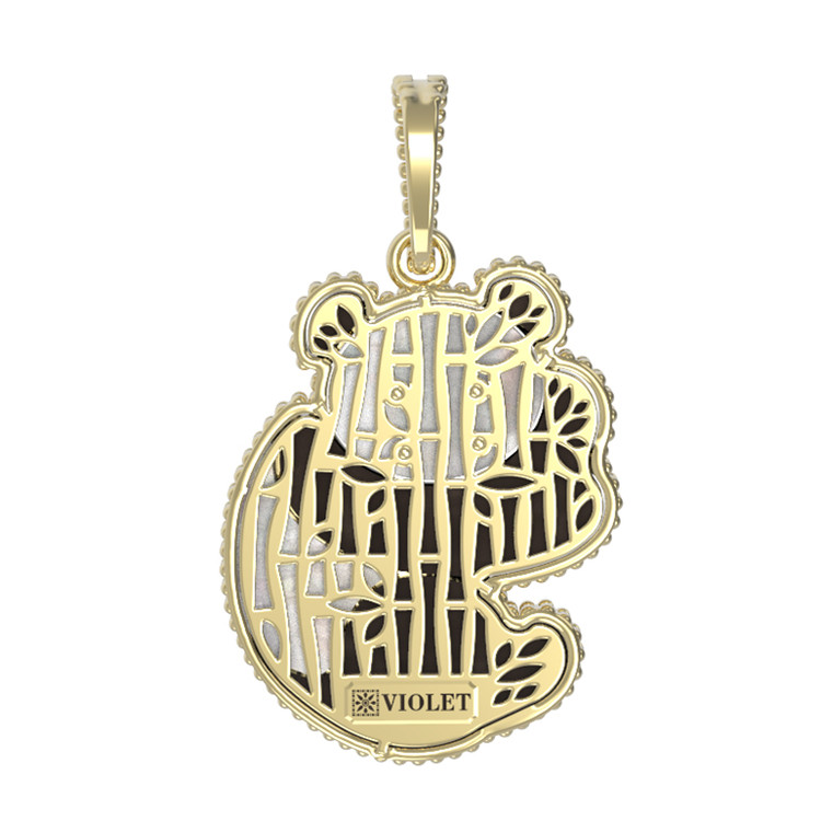 Подвеска из лимонного золота c эмаль , ониксом и перламутром