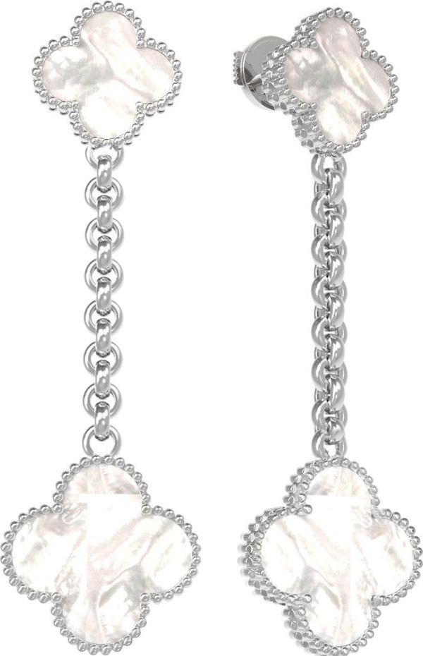 Серьги из белого золота c перламутром