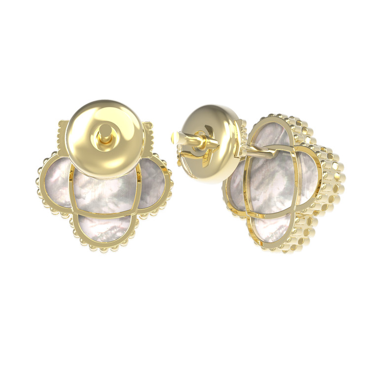 Серьги из лимонного золота c перламутром